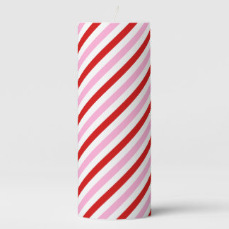 White Red and Pink Candy Stripes Pillar Candle