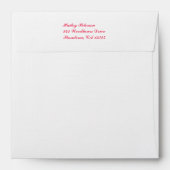White, Red, Aqua Return Address Envelope for 5"Sq. (Back (Top Flap))