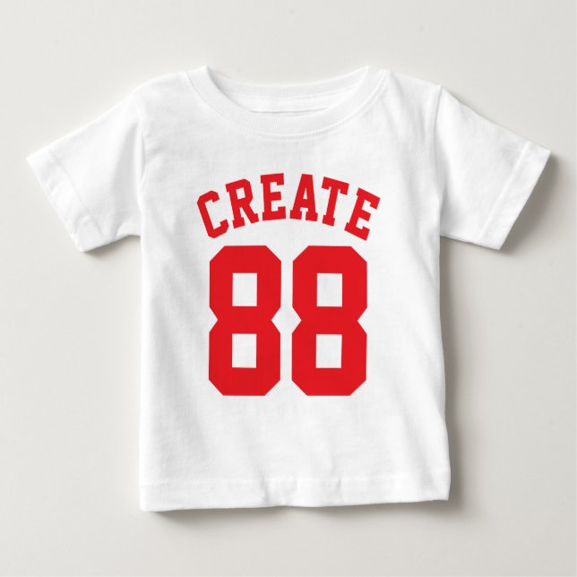 White & Red Baby | Sports Jersey Design Baby T-Shirt (Front)