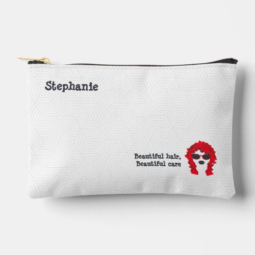 White  Red Beauty Salon Hair Stylist Trendy Accessory Pouch