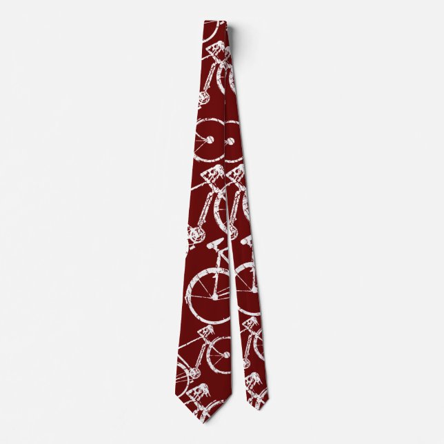 white/red bicycles neck tie (Front)