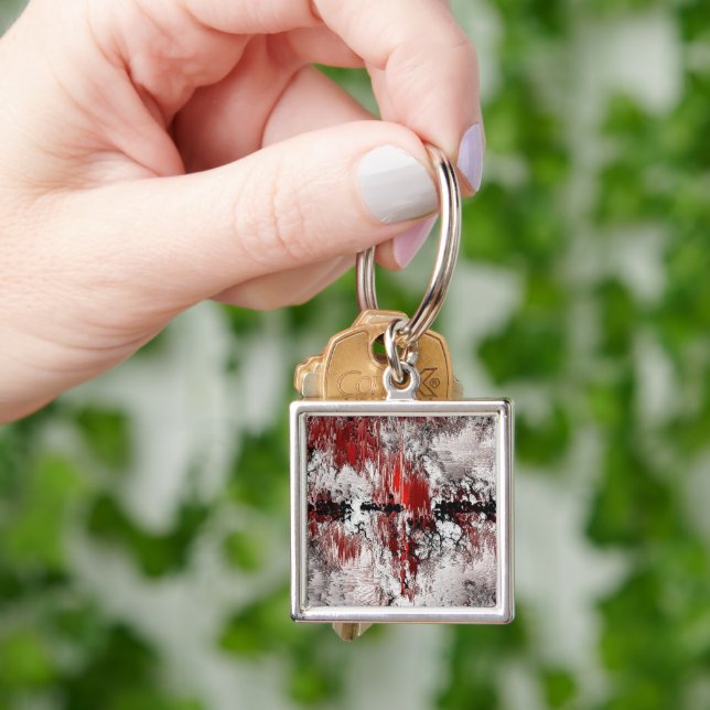 White red black abstraction keychain (Hand)