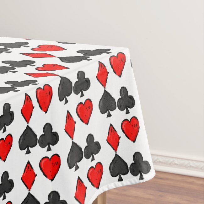 White Red Black Cribbage Pattern Tablecloth