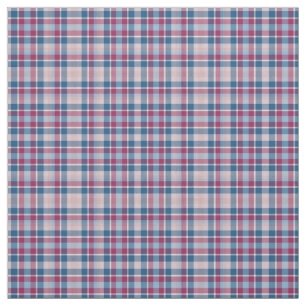 White, Red & Blue Lines Plaid Pattern Fabric