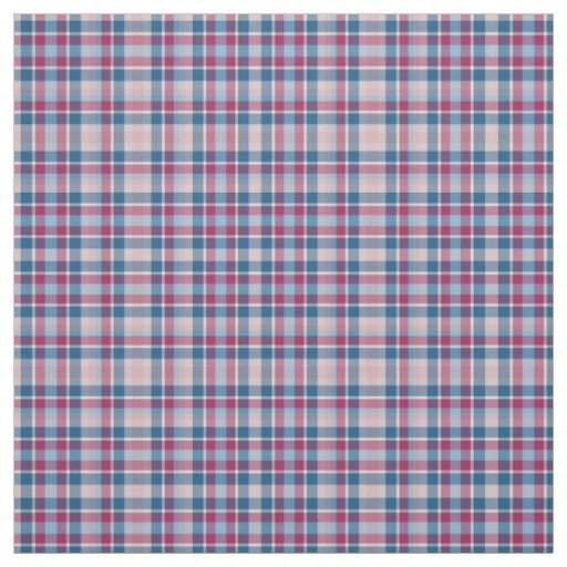 White, Red & Blue Lines Plaid Pattern Fabric