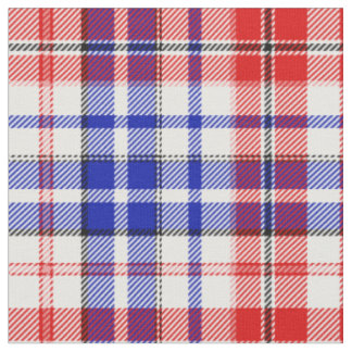 White Red Blue Plaid Tartan Design Fabric