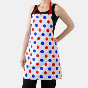 White Red Blue Polka Dots Design Apron