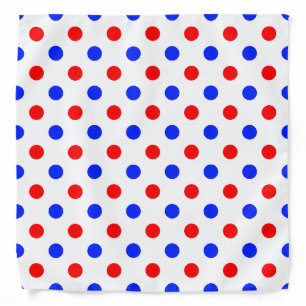 White Red Blue Polka Dots Design  Bandana