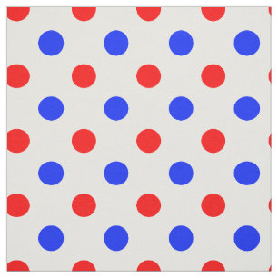 White Red Blue Polka Dots Design  Fabric