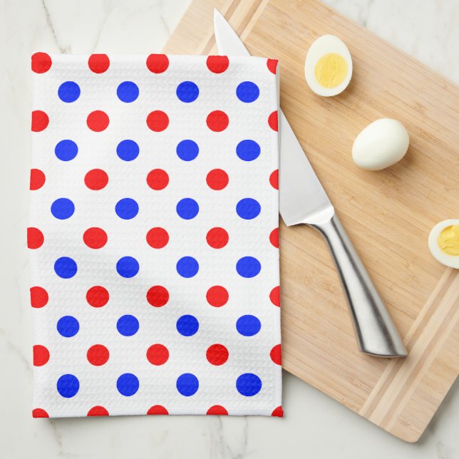 White Red Blue Polka Dots Design  Kitchen Towel (Quarter Fold)