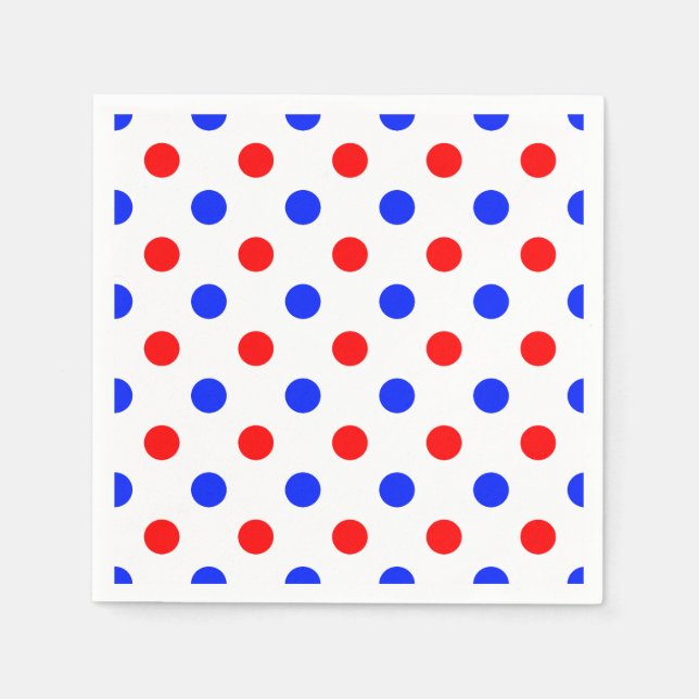 White Red Blue Polka Dots Design  Napkins (Front)