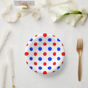 White Red Blue Polka Dots Design Paper Bowls