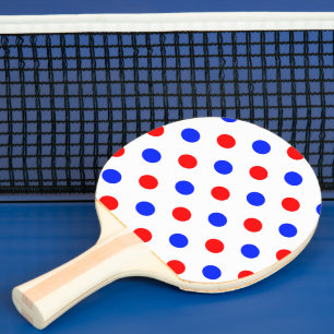 White Red Blue Polka Dots Design  Ping Pong Paddle