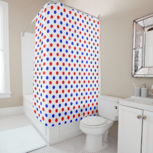 White Red Blue Polka Dots Design Shower Curtain