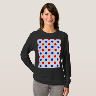 White Red Blue Polka Dots Design T-Shirt