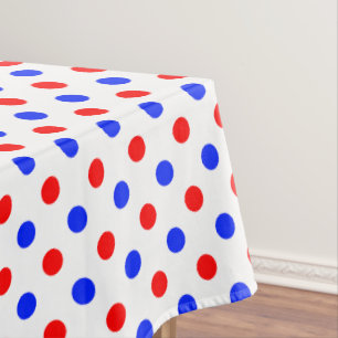 White Red Blue Polka Dots Design Tablecloth