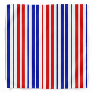 White Red Blue Stripes Pattern Bandana