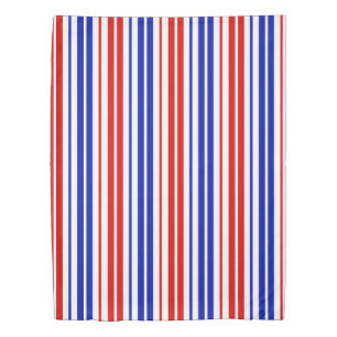 White Red Blue Stripes Pattern   Duvet Cover
