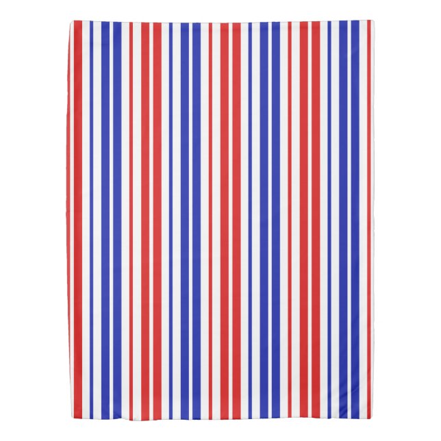 White Red Blue Stripes Pattern   Duvet Cover (Front)