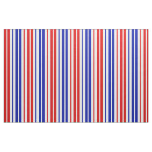 White Red Blue Stripes Pattern   Fabric