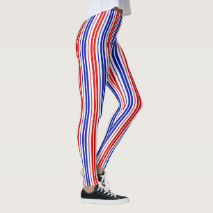 White Red Blue Stripes Pattern   Leggings