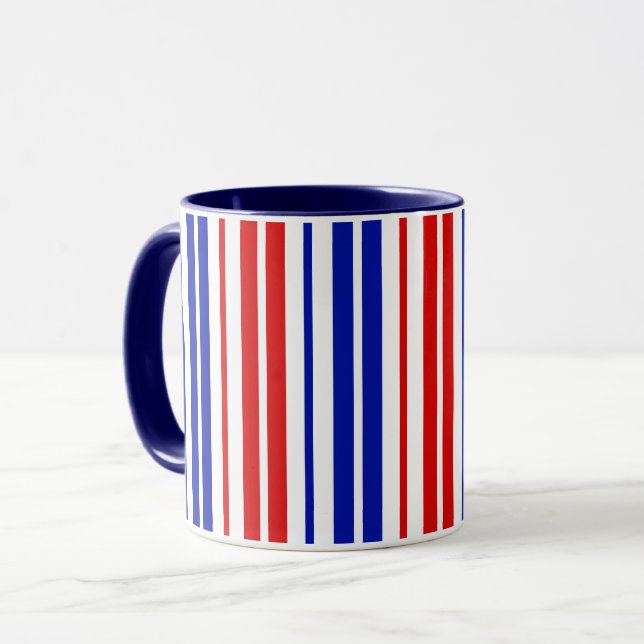White Red Blue Stripes Pattern   Mug (Front Left)