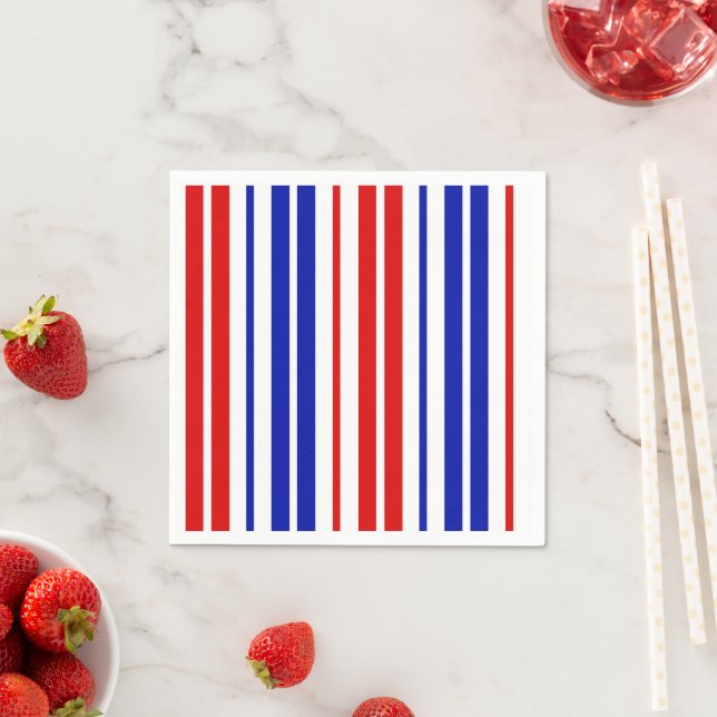 White Red Blue Stripes Pattern   Napkins (Insitu)