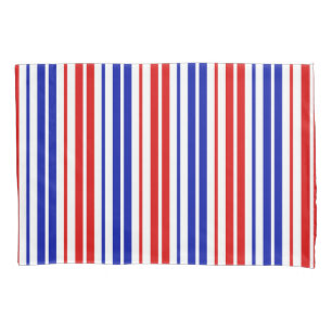 White Red Blue Stripes Pattern Pillow Case