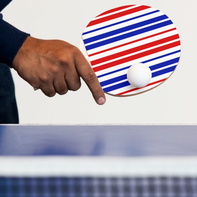 White Red Blue Stripes Pattern   Ping Pong Paddle (Insitu)