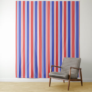 White Red Blue Stripes Pattern   Tapestry