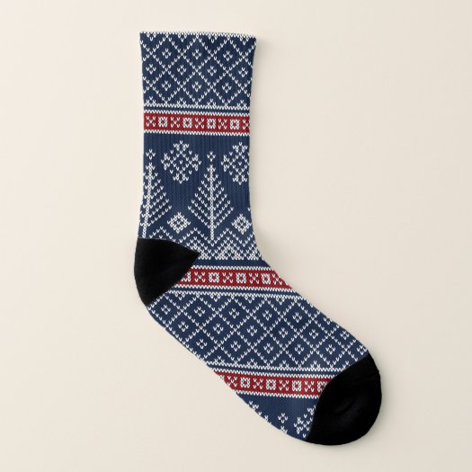 White Red, Blue & White Fair Isle Knitting Pattern