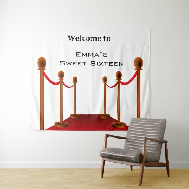 White Red Carpet Hollywood Sweet 16th Birthday  Tapestry (In Situ (Horizontal))