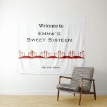 White Red Carpet Hollywood Sweet 16th Birthday  Tapestry<br><div class="desc">Glam Elegant Hollywood White and Red Carpet Sweet 16 Any Age birthday Party backdrop Tapestry</div>