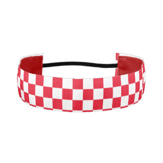 White Red checkerboard Athletic Headband