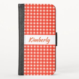 White Red Checkerboard iPhone X Wallet Case