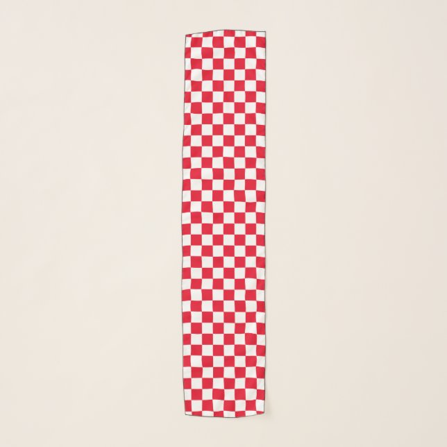 White Red checkerboard Scarf (Front)