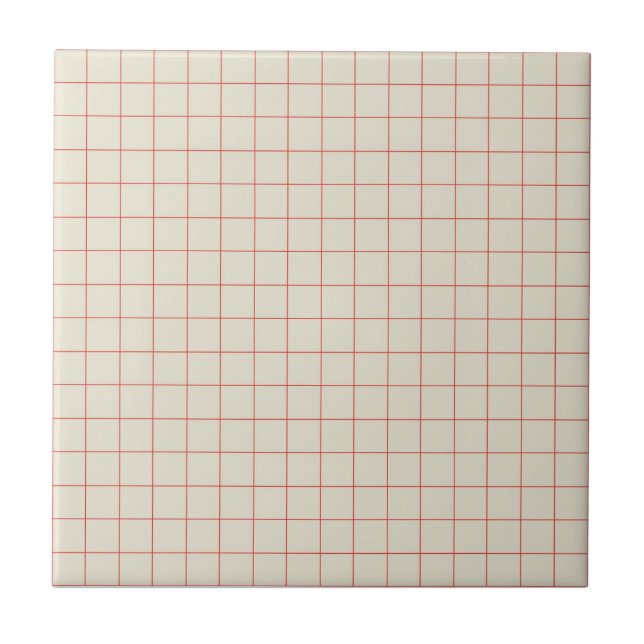 White & Red Checkered Retro Minimalist Ceramic Tile (Front)