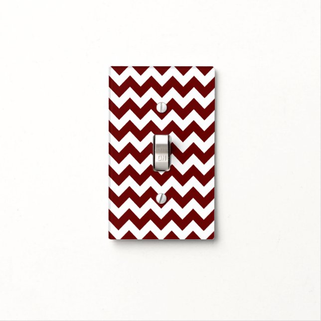 White Red Chevron Light Switch Cover (In Situ)