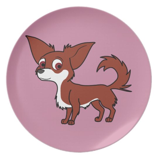 White Red Chihuahua With Long Hair Melamine Plate Zazzle Com