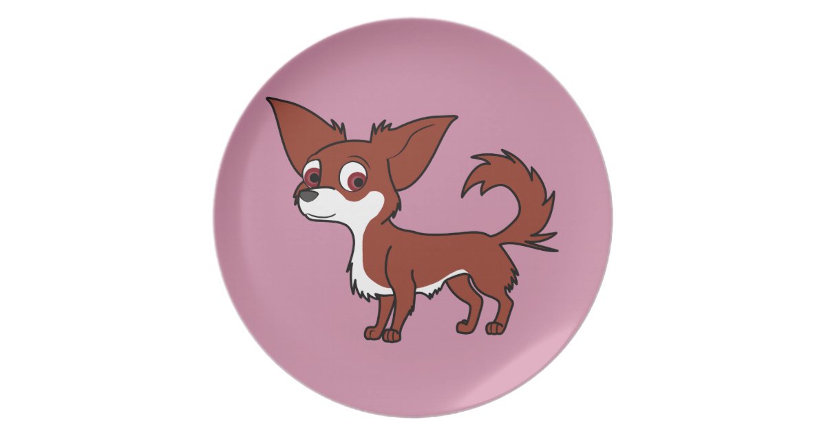 White Red Chihuahua With Long Hair Melamine Plate Zazzle Com