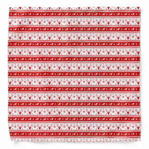 White & Red Christmas Deer Heads Pattern Bandana