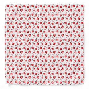 White & Red Christmas Gift and Candy Cane Pattern Bandana