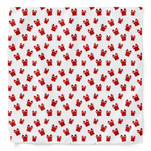 White & Red Christmas Gift Boxes Pattern Bandana