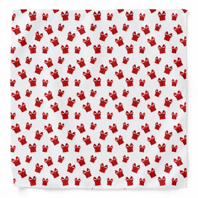 White & Red Christmas Gift Boxes Pattern Bandana (Front)