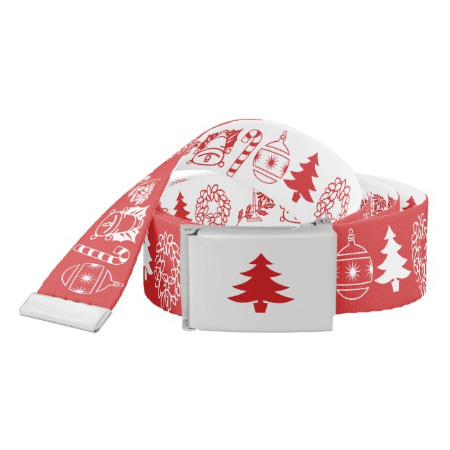 White/Red Christmas Iconic Pattern Belt (Snake)