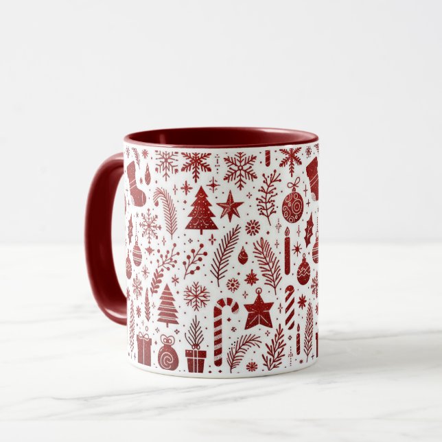 White Red Christmas Mug (Front Left)