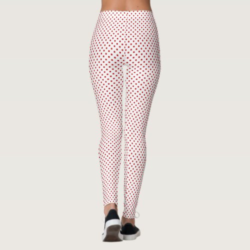 White  Red Christmas Polka Dot Pattern Full Leggings