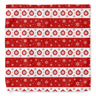 White & Red Christmas Snowflakes and Balls Bandana