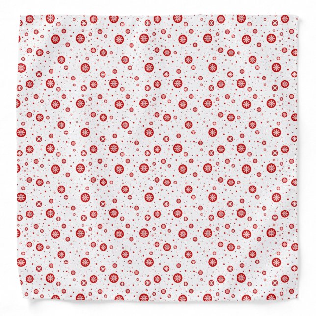 White & Red Christmas Snowflakes Pattern Bandana (Front)