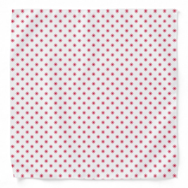 White & Red Christmas Stars Pattern Bandana (Front)